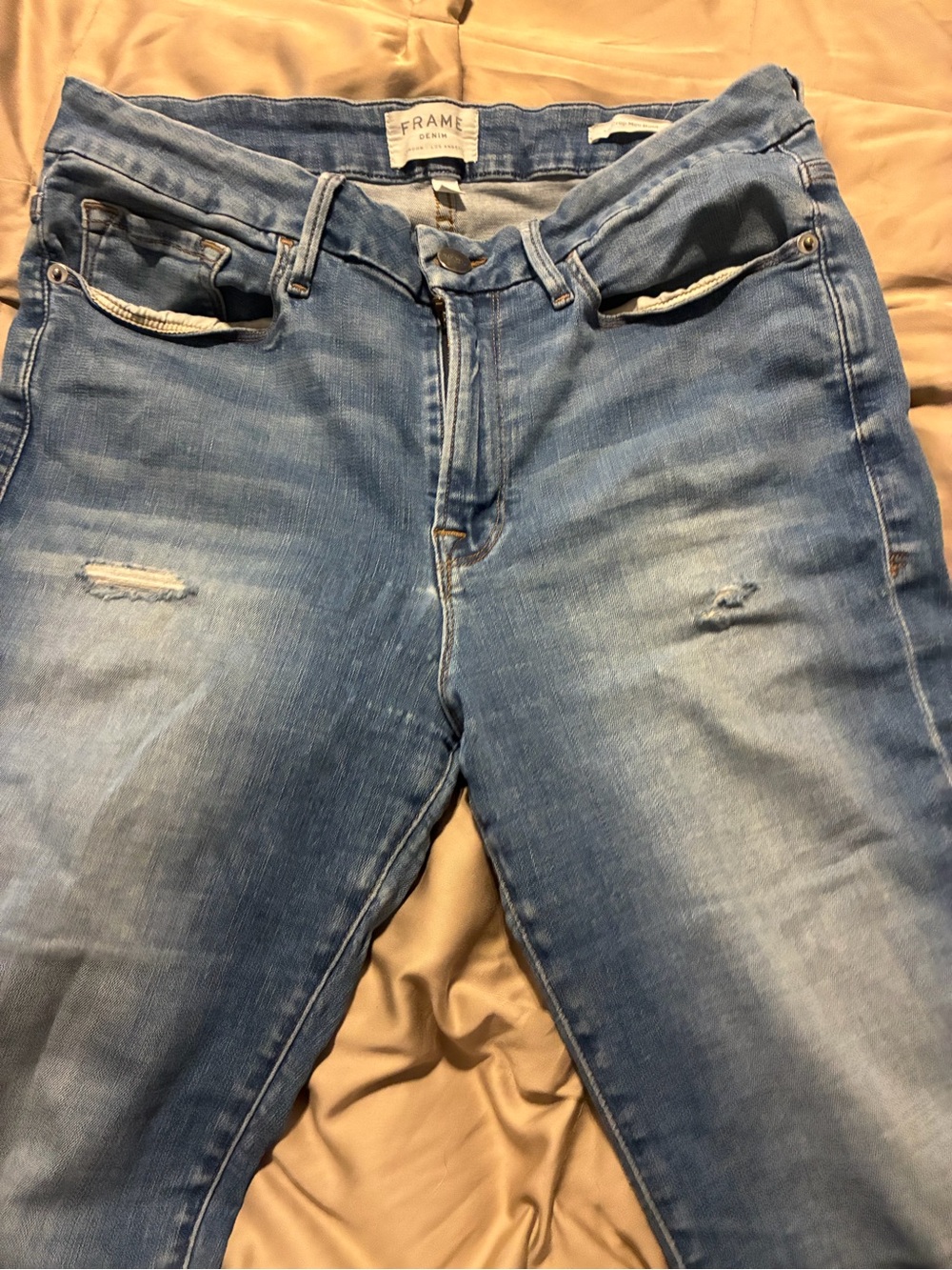 Frame Denim Faded Light Blue le crop mini boot size 31